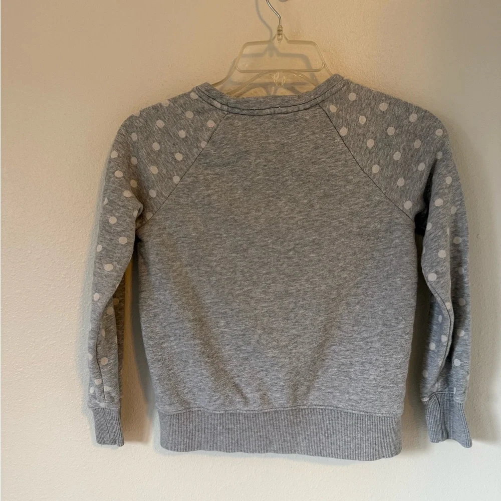 Gap x Disney Minnie Mouse Pullover Sweatshirt Sweater Gray Sequin Polka Dot 8/9